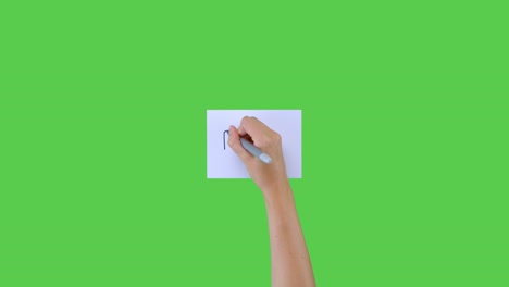 Woman-Writing-Profits-on-Paper-with-Green-Screen