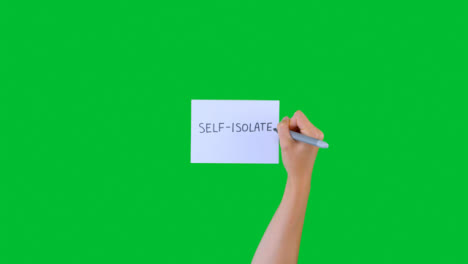 Woman-Writing-Self-Isolate-on-Paper-with-Green-Screen