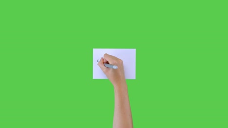 Woman-Writing-Self-Isolate-on-Paper-with-Green-Screen