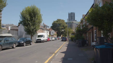 Residential-Street-In-London-England-UK-With-Houses-Tower-Block