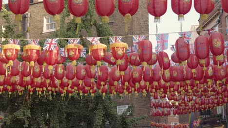 Close-Up-Of-Paper-Lanterns-Decorating-Streets-In-Chinatown-In-London-England-UK
