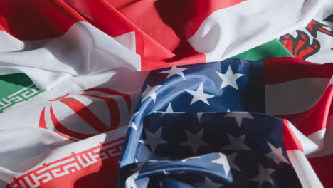 Studio-Still-Life-Shot-Of-English-Welsh-Iranian-And-American-Flags-From-Soccer-World-Cup-Group-Stage-Teams-2022