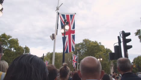 Low-Angle-Shot-of-United-Kingdom-Flags-at-Ceremonial-Viewing-Area