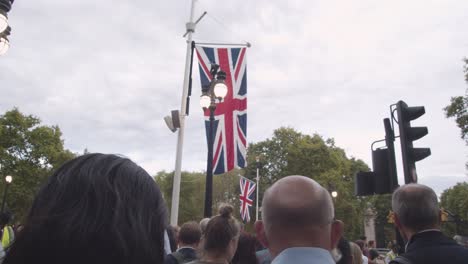 Low-Angle-Shot-of-United-Kingdom-Flags-at-Ceremonial-Viewing-Area