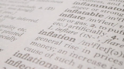 Close-Up-On-Page-Of-Dictionary-With-Definition-Of-Word-Inflation