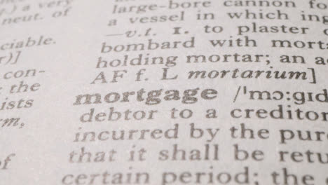 Close-Up-On-Page-Of-Dictionary-With-Definition-Of-Word-Mortgage