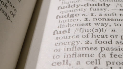 Close-Up-On-Page-Of-Dictionary-With-Definition-Of-Word-Fuel