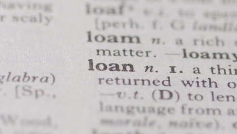 Close-Up-On-Page-Of-Dictionary-With-Definition-Of-Word-Loan