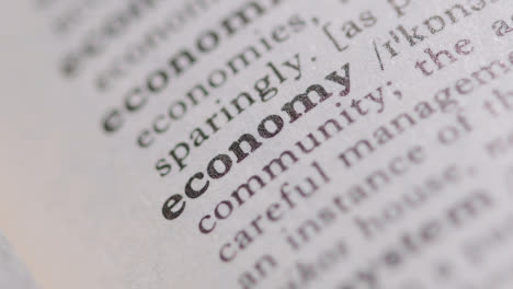 Close-Up-On-Page-Of-Dictionary-With-Definition-Of-Word-Economy