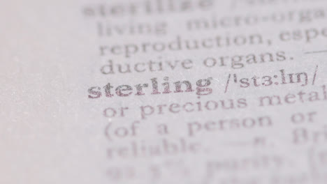 Close-Up-On-Page-Of-Dictionary-With-Definition-Of-Word-Sterling