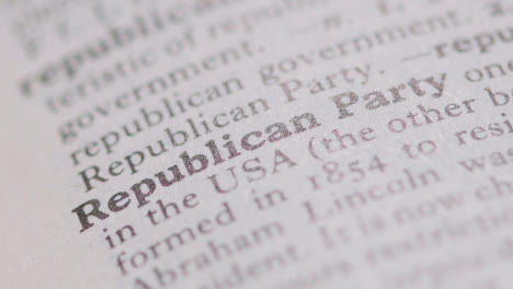 Close-Up-On-Page-Of-Dictionary-With-Definition-Of-Words-Republican-Party