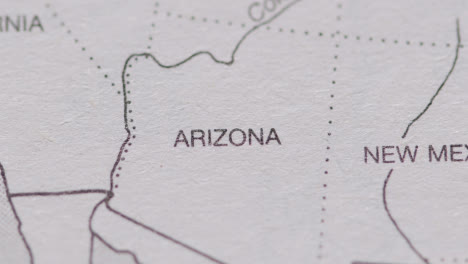 Close-Up-On-Page-Of-Atlas-Or-Encyclopaedia-With-USA-Map-Showing-States-Of-Arizona-And-New-Mexico