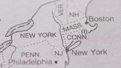 Close-Up-On-Page-Of-Atlas-Or-Encyclopaedia-With-USA-Map-Showing-State-Of-Massachusetts