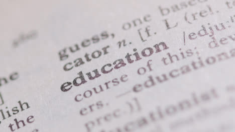 Close-Up-On-Page-Of-Dictionary-With-Definition-Of-Word-Education