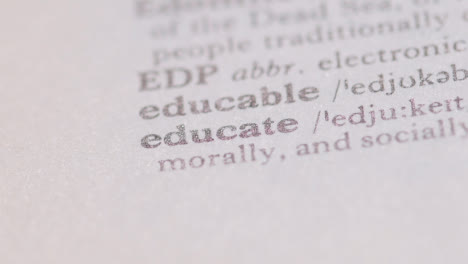 Close-Up-On-Page-Of-Dictionary-With-Definition-Of-Word-Educate