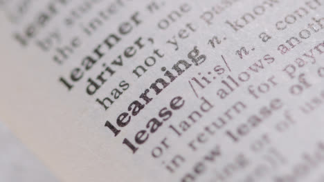 Close-Up-On-Page-Of-Dictionary-With-Definition-Of-Word-Learning