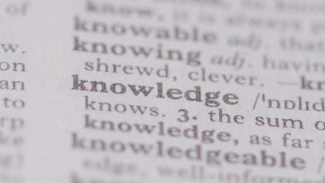 Close-Up-On-Page-Of-Dictionary-With-Definition-Of-Word-Knowledge