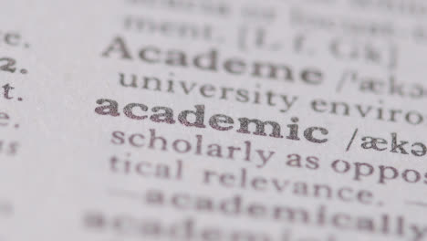 Close-Up-On-Page-Of-Dictionary-With-Definition-Of-Word-Academic