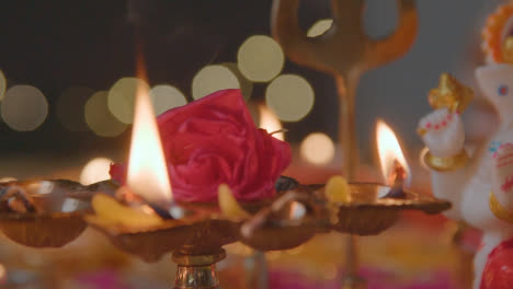 Close-Up-Of-Burning-Lamps-And-Decorations-Celebrating-Festival-Of-Diwali-2