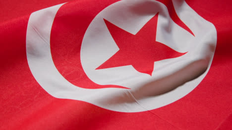 Close-Up-Studio-Shot-Of-Tunisian-Flag-Filling-Frame