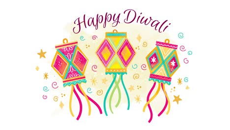 Animación-Gráfica-Que-Celebra-El-Festival-De-Luces-Diwali-Con-Linternas-Tradicionales-Y-Texto-Feliz-Diwali