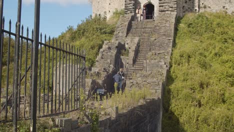 Close-Up-Of-Steps-Leading-Up-To-Cardiff-Castle-Wales