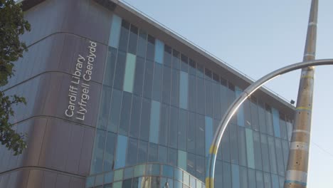 Exterior-Of-Cardiff-Library-In-Wales-With-Modern-Architecture-And-Sculpture-4