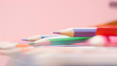 Close-Up-Shot-Of-Randomly-Arranged-Rotating-Multi-Coloured-Pencils-2