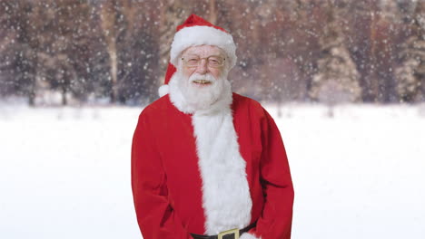 Santa-Claus-Sonriendo-Y-Riendo-Frente-A-Un-Bosque-De-Invierno