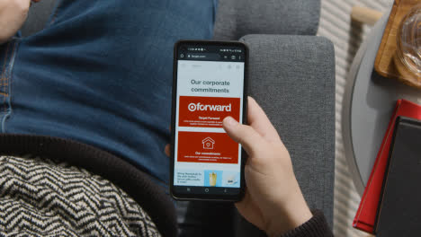 Overhead-Shot-Of-Person-At-Home-Shopping-Online-Looking-At-Target-Website-On-Mobile-Phone