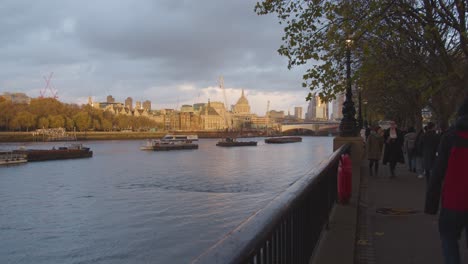 London-Evening-Skyline-From-South-Bank-With-River-Thames-And-Blackfriars-Bridge