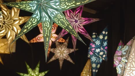 Close-Up-Stall-Selling-Star-Shaped-Lights-Or-Decorations-At-Christmas-Market-On-London-South-Bank-At-Night-2