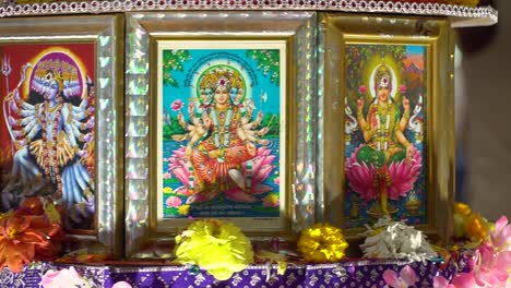 Turning-Altar-Showing-Depictions-Of-Hindu-Goddesses-During-Navratri-Celebrations
