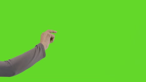Studio-Close-Up-Shot-Of-Woman-Pretending-To-Tap-And-Swipe-Controls-Against-Green-Screen