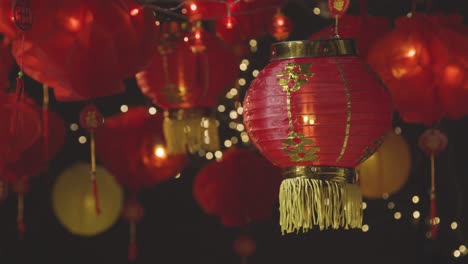Studio-Shot-Of-Colourful-Chinese-Lanterns-Celebrating-New-Year-Hung-Against-Black-Background-2