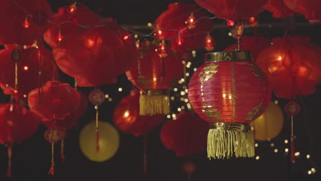Studio-Shot-Of-Colourful-Chinese-Lanterns-Celebrating-New-Year-Hung-Against-Black-Background-3