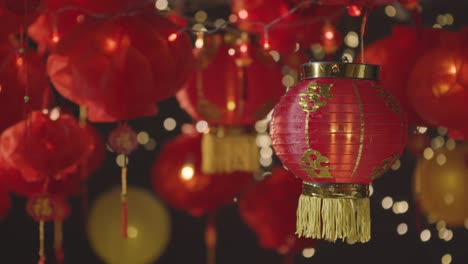 Studio-Shot-Of-Colourful-Chinese-Lanterns-Celebrating-New-Year-Hung-Against-Black-Background-5