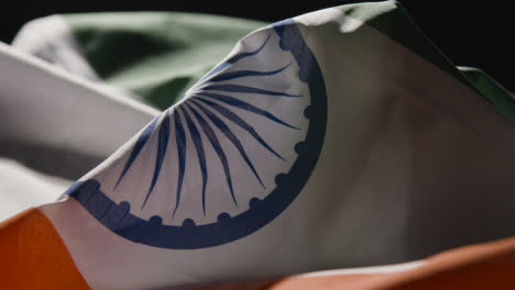 Close-Up-Shot-of-Indian-Flag-Rotating