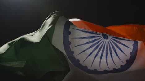 Handheld-Wide-Angle-Shot-of-Indian-Flag-Rotating