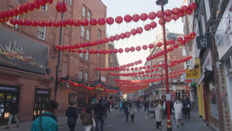 Colorful-Paper-Lanterns-Hung-Across-Street-To-Celebrate-Chinese-New-Year-2023-In-London-UK