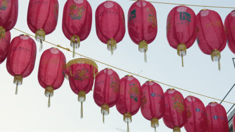 Close-Up-Of-Colorful-Paper-Lanterns-Hung-Across-Street-To-Celebrate-Chinese-New-Year-2023-In-London-UK-1