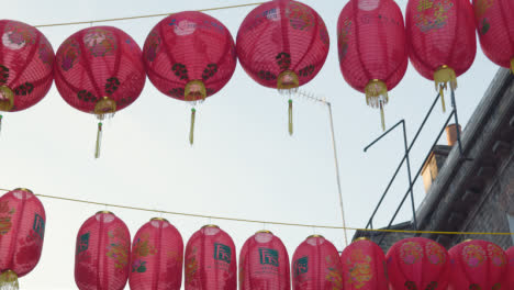 Close-Up-Of-Colorful-Paper-Lanterns-Hung-Across-Street-To-Celebrate-Chinese-New-Year-2023-In-London-UK-2