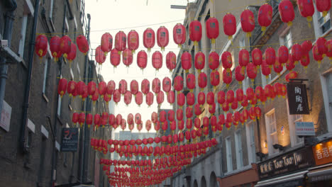 Close-Up-Of-Colorful-Paper-Lanterns-Hung-Across-Street-To-Celebrate-Chinese-New-Year-2023-In-London-UK-4