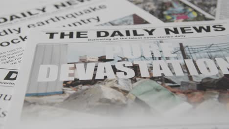 Newspaper-Headline-Featuring-Devastation-Caused-By-Earthquake-Disaster