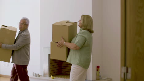 Side-view-of-a-happy-senior-couple-entering-new-house-with-cardboard-boxes