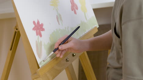 Closeup-of-two-people-doing-a-flower-painting