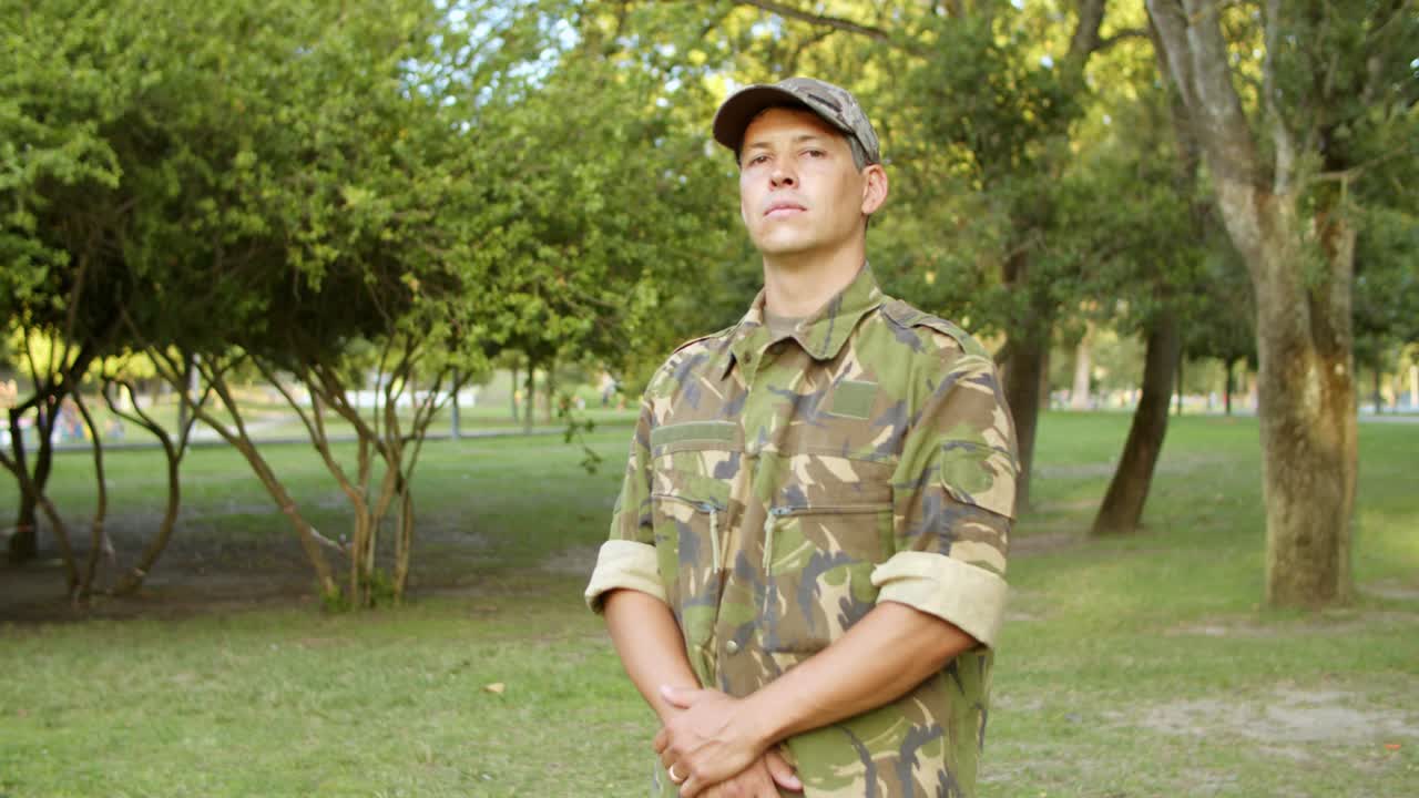 Free stock video - Portrait of serious male guard in military ...