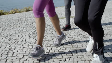Legs-of-active-retired-joggers-running-on-promenade