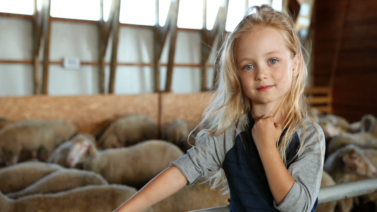 Free stock video - Portrait of caucasian little girl in hat looking and ...