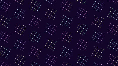 Geometric-squares-pattern-with-colorful-dots-in-purple,-blue,-and-green